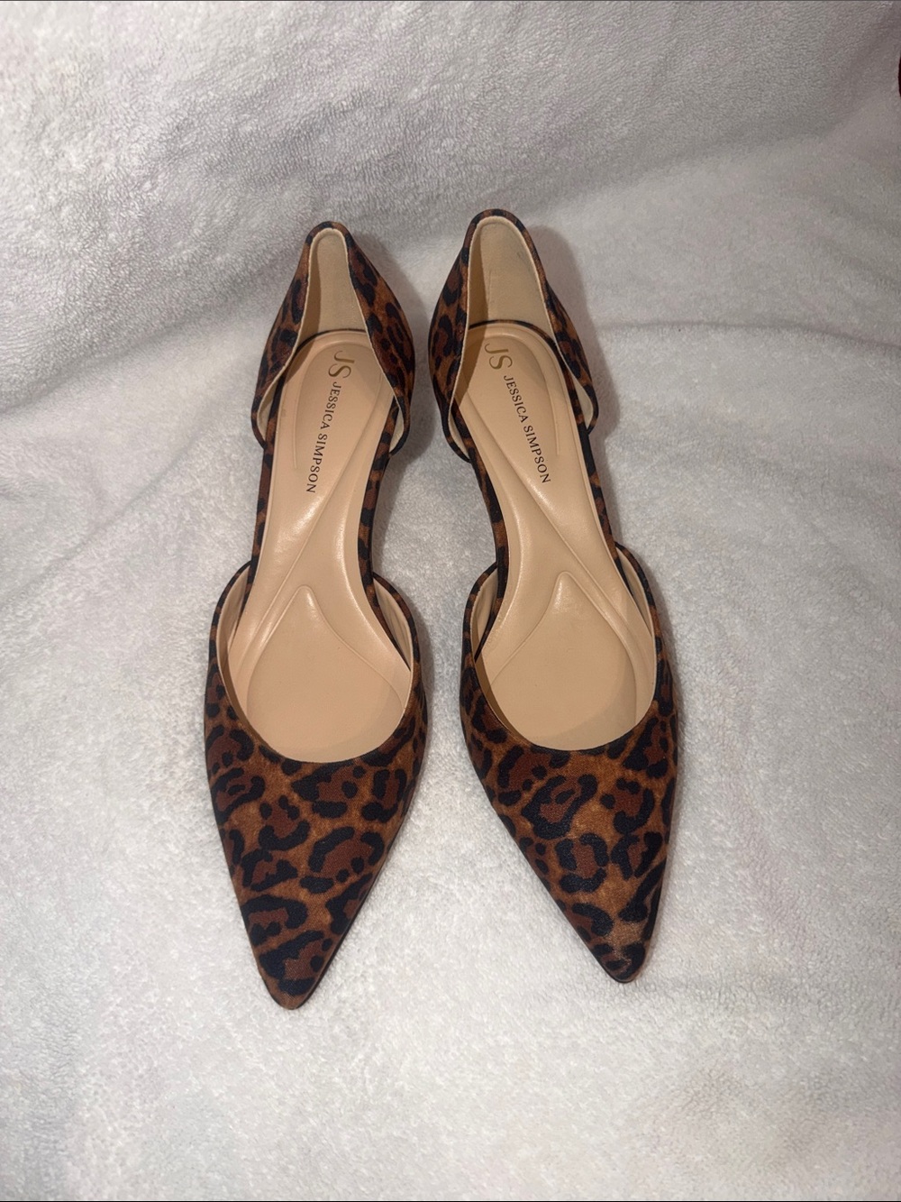 Jessica Simpson Leopard D'Orsay Pointed Flats - Brown & Black
